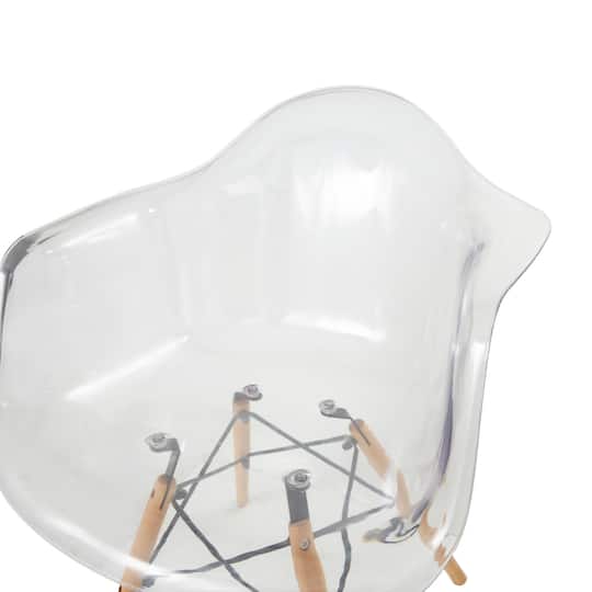 31" Clear Acrylic Mid Century Modern Eiffel Style Accent Chair with Wood Legs